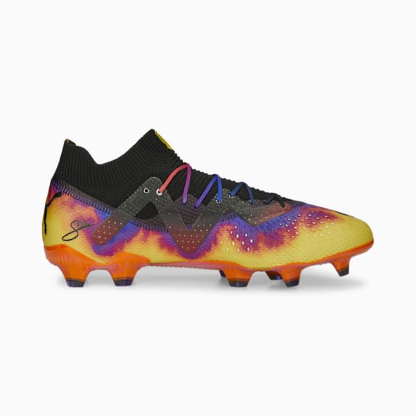 Souliers de soccer à crampons FUTURE ULTIMATE ELM FG/AG, Team Violet-PUMA Black-Yellow Sizzle-Rickie Orange, extralarge